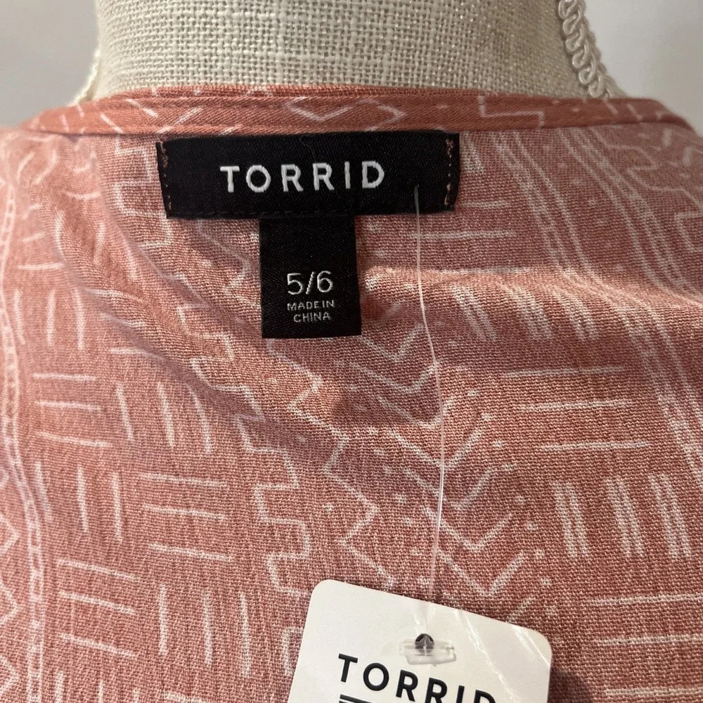 NWT Torrid Women's 5/6 Pink Mudcloth Kimono Rose Stripe 5X 6X Cardigan Coverup - Picture 6 of 8